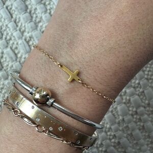 Sterling Silver Cross Bracelet | 14k Gold Filled Chain | 925 cross